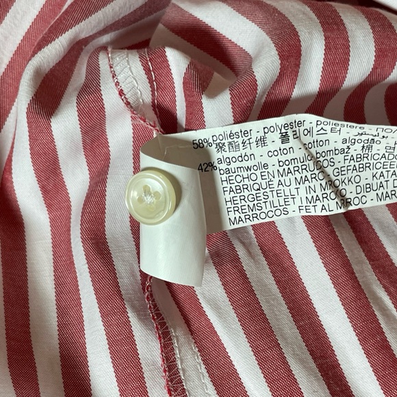 Zara Red and White Striped Oversized Button Down Shirt X-Small - Picture 8 of 10